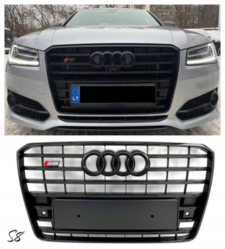 Решетка радиатора Audi A8 / S8 D4 2014-2017 стиль S8 черный глянец