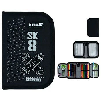 Пенал с наполнением Kite Skate K26-622H-4, 1 отделение, 2 отворота