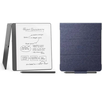 Электронная книга Amazon Kindle Scribe 16GB 2nd Generation Premium Pen (Tungsten) экран 10.2` с подсветкой + чехол (Denim Fabric Cover)