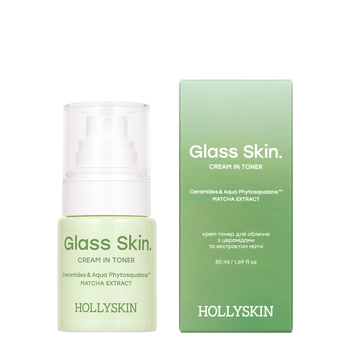 Крем-тонер для обличчя Hollyskin Glass Skin з церамідами та матчі 50 мл