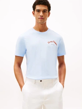 Футболка хлопковая длинная мужская Tommy Hilfiger 128797739 M Голубая (1159865335)