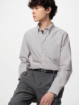 Рубашка хлопковая мужская Uniqlo 748180481 2XL Серая (1160781805)