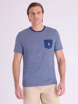 Футболка бавовняна чоловіча U.S. Polo Assn 44535597 XL Синій/Білий (1160793705)
