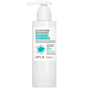 Солнцезащитный лосьон для тела с глутатионом и ниацинамидом APLB Glutathione Niacinamide Sunscreen Body Lotion SPF50+ PA++++, 150 мл