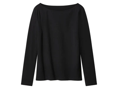 Футболка-лонгслив хлопковый трикотажный для женщины Esmara LIDL 492358 S Черный