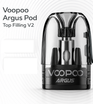 Картридж Voopoo Argus Pod Top Filling V2 0.7 Ом для pod-систем Вупу Аргус Под Топ сетка 3ml до 18 Вт термопластик
