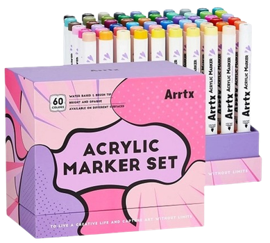 Набір акрилових маркерів Arrtx Acrylic Marker Pens 60 кольорів LC304424 (9990000304424)
