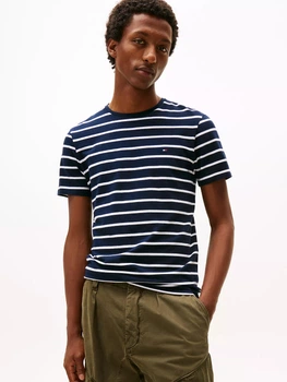 Футболка довга бавовняна чоловіча Tommy Hilfiger 521625137 XL Синій/Білий (1160857358)