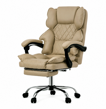 Офисное кресло Hanert Prestige Beige с подставкой для ног и механизмом качания, до 140 кг нагрузка