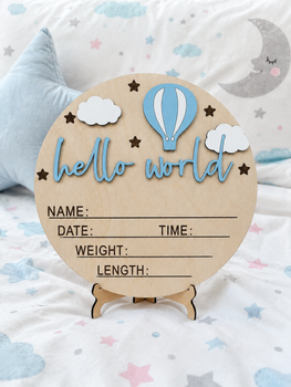 Дерев'яна табличка «Hello World» 20 см.