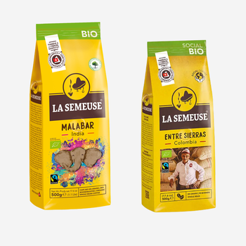 Органический набор La Semeuse Colombia BIO + Malabar India BIO, зерновой кофе 2 × 500 г