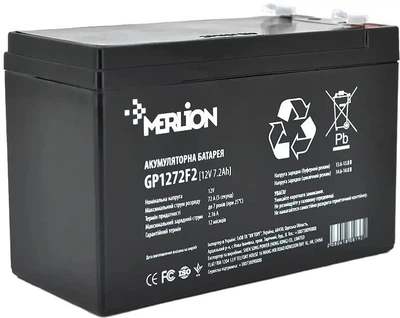 Аккумуляторная батарея MERLION AGM GP1272F2B 12V-7.2Ah (YT15305)
