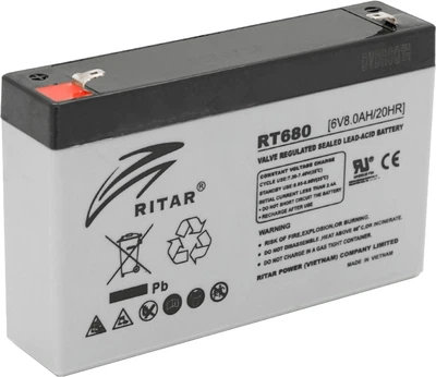 Аккумуляторная батарея Ritar RT680 6V 8Ah AGM Gray Case (YT43606)