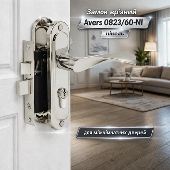 Замок для межкомнатных дверей врезной Avers 0823/60-NI никель
