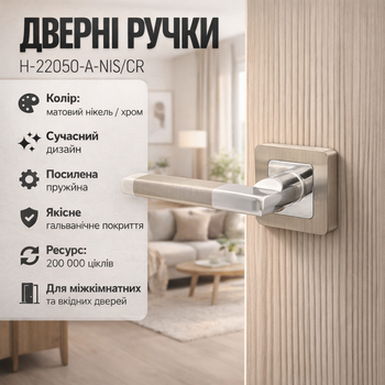 Ручки дверные межкомнатные H-22050-A-NIS/CR матовый никель/хром