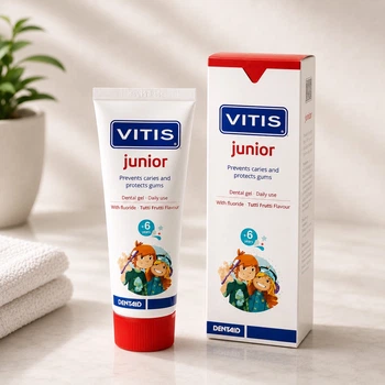 Дитяча гель-паста VITIS JUNIOR з ксилітом і фтором 1450 ppm, смак Tutti-Frutti, від 6 років, 75 мл