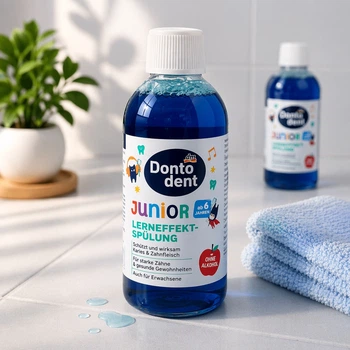 Дитячий ополіскувач Dontodent Junior для індикації зубного нальоту (яблучний смак), 200 мл
