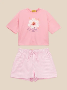 Костюм футболка+шорти для дівчиники LAWA P-GB02358 152 см Рожевий shop (2000999668999)