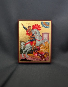 Писаная маленькая икона Георгий Победоносец 9×11,5 см