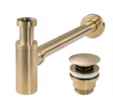 Сифон для раковины REA BRUSHED GOLD универсальный + CLICK-CLACK