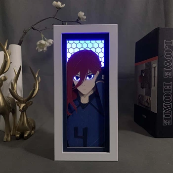 Многослойный Ночник лампа аниме Синяя тюрьма Blue Lock светильник вертикальный Hyoma Chigiri Блю Лок Хёма Чигири RGB