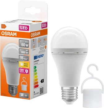 Світлодіодна лампа OSRAM LED E27 8Вт 806Лм 2700К A60 акумуляторна (4099854190087)