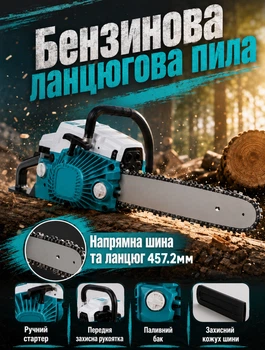Цепная бензиновая пила для заготовки дров с автоматической смазкой и праймером 52 см3 2,4 кВт 18 дюймов 550 мл