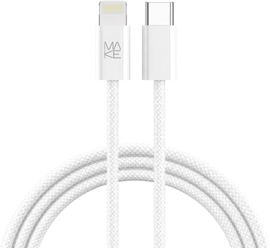 Кабель Make Type-C to Lightning 30W 1 м Nylon White (MCB-LN1WH)