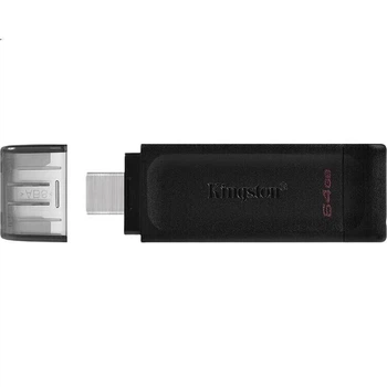 Флеш-накопитель Kingston DT70 64 ГБ USB 3.2 Gen1 Type-C большой емкости для телефонов, черный, совместим с Android и Apple, универсальный USB-накопитель для автомобиля и компьютера.