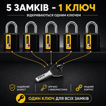 Набор навесных замков 5 замков под 1 ключ ASPECT ЗН-А-55