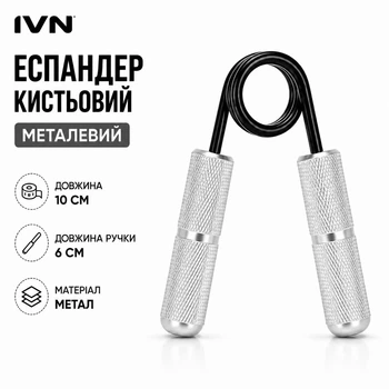 Эспандер кистевой IVN металлический, компактный, металл, 10 см серый IV-0704GR