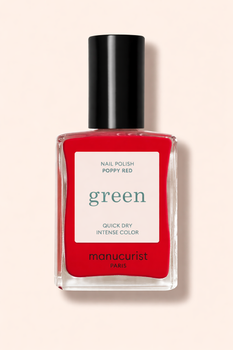 Эко лак для ломких и поврежденных ногтей красный мак Manucurist GREEN Poppy Red натуральное цветное покрытие в цветной маникюр