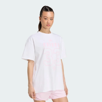 Женская футболка PrimeLift Essentials Workout Oversized Graphics adidas KV1549 (XS) белый (4069995617262)