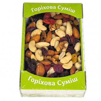 Смесь орехового ассорти с ягодами и изюмом (кешью, миндаль, фундук, арахис, клюква, вишня) 250 г