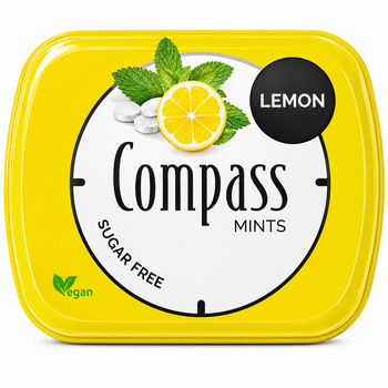 Освіжаючі драже без цукру Compass Лимон (Vegan), німецькі льодяники, 14 г