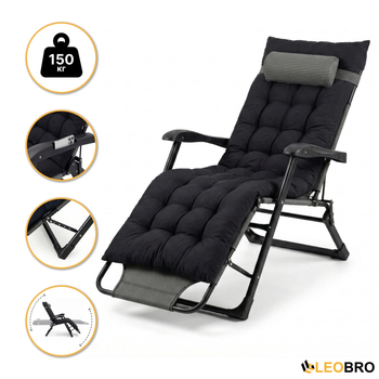 Раскладное кресло кровать с подушкой LEOBRO Striped 175 х 66 х 77 см, нагрузкой до 150 кг, с регулировкой спинки, хлопковое