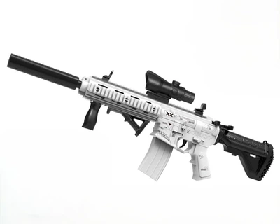 Игрушечный автомат Орбиган M4A1 Printstream на орбизах (гелевых шариках) 95 см аккумуляторный + 500 орбизов белый