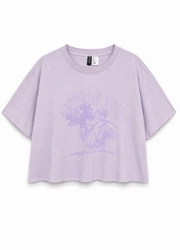 Укороченная футболка оверсайз H&M 1147723002c67 L лиловая (100013683)