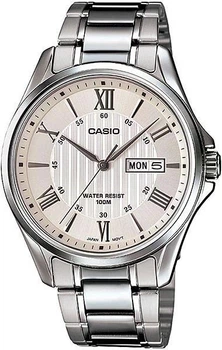 Мужские часы Casio MTP-1384D-7A белые 30 м