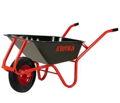 Тачка строительная КВІТКА PRO Formula 1 Industrial (100 л, 180 кг, 1 мм) усиленная порошковая краска одноколесная с пневматическим колесом (24218)