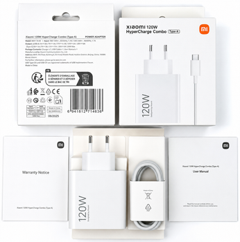 Оригинальный Турбо Быстрое Зарядное Устройство для Xiaomi 120W Блок + кабель Type C