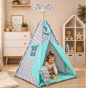 Палатка-Вігвам WIGWAMHOME Зірочки-пряники 110х110х180см м'ятна