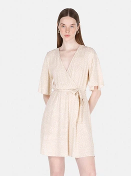 Платье на запах короткое летнее женское Colin's CL1073347LBG L Light Beige (8684112599489)