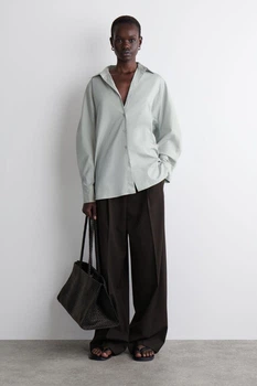 Сорочка жіноча COS rounded pima cotton shirt 1290607005 Eur 38 Світлий зелений