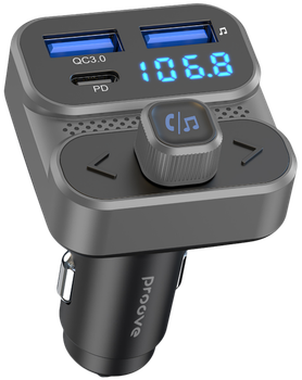 FM-модулятор/дисплей 36W USB-A/USB-C PD+QC3.0 Proove Luxor SE gray (FMLX20120003) UA