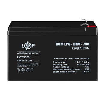 Тяговый свинцово-кислотный AGM Аккумулятор LP 6-DZM-7 Ah (02-2024) s