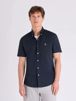 Сорочка бавовняна літня чоловіча U.S. Polo Assn 11A628-VT00A(Black) L Чорна (786660586244)