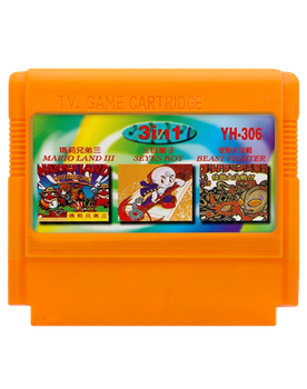 Сборник Игр RMC Famicom Dendy 3 in 1 Super Mario Bros. 2 3, Ultraman Club YH-306 90х TV Game Английская Версия Только Картридж Б/У