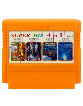 Сборник Игр RMC Famicom Dendy 4 in 1 A4010 Chip & Dale 2, Addams Family Pugsley's Scavenger Hunt, Ferrari Grand Prix, Robocop 3 90х TV Game Английская Версия Только Картридж Б/У