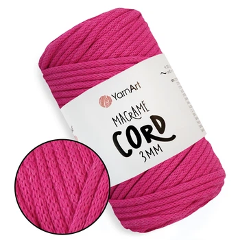 YarnArt Macrame Cord 3mm, Малина №771 - трикотажный шнур 250 г / 85 м для вязания сумок, игрушек, ковриков, макраме, толстая пряжа